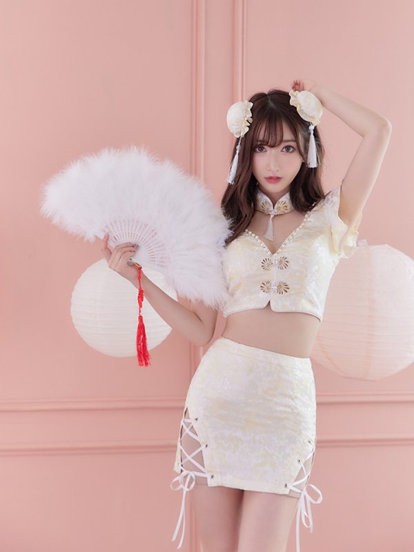 画像9: 【SALE!!】【即日発送】セットアップチャイナドレスコスプレ【sugar nineハロウィン4点セット】【XS-Lサイズ/2カラー】(SE01YN-WH)[OF01]