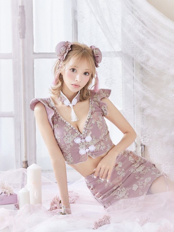 画像10: 【SALE!!】【即日発送】門りょうちゃん着用 /セットアップ/チャイナドレス/ミニスカート/タイト/コスプレ【sugar nineハロウィン4点セット】【XS-Lサイズ/2カラー】(SE01YN-WH)[OF01]