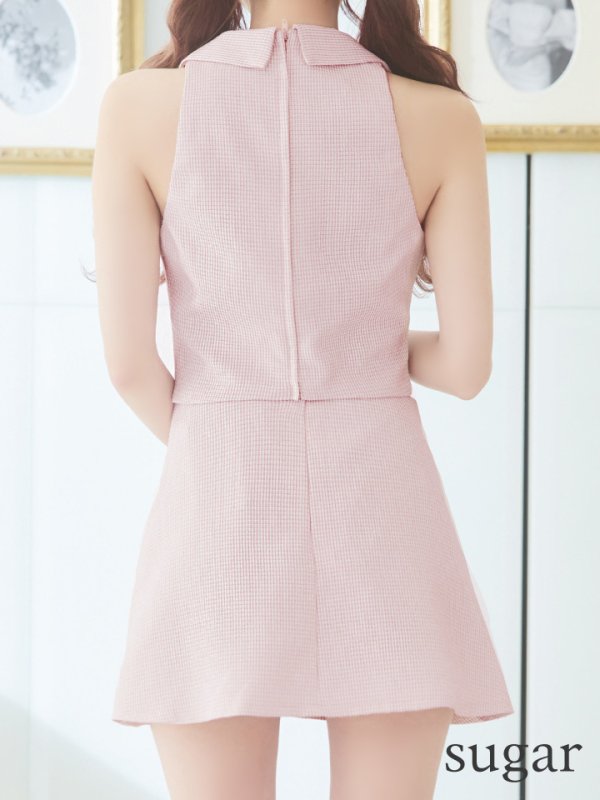 画像24: sugar限定コラボ商品☆XSサイズあり【PURESS/ピュアレス】カラー/ チェック/ ボタン/ ノースリーブ/ セパレート/ プリーツ/ フレア/ ミニドレス/ キャバドレス[OF5]