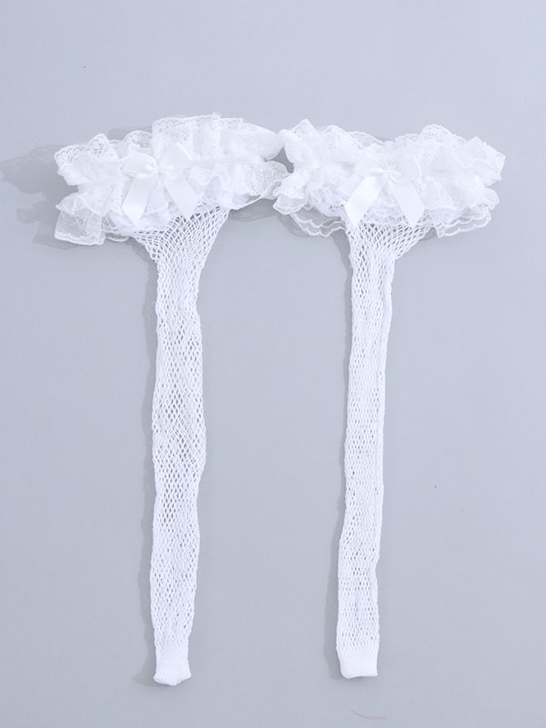 画像9: 【即日発送】【ハロウィンコスプレ小物】おしゃれ度ワンランクアップ！リボンレース網タイツ[OF01]