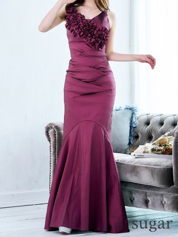 画像18: 【UNA VALERIE / ウナヴァレリェ】 マーメイド/ 立体フラワーモチーフ/ タック/ バックスピンドル/ ロングドレス/ キャバドレス[OF05]