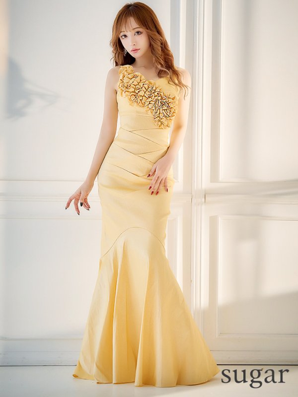 画像7: 【UNA VALERIE / ウナヴァレリェ】 マーメイド/ 立体フラワーモチーフ/ タック/ バックスピンドル/ ロングドレス/ キャバドレス[OF05]