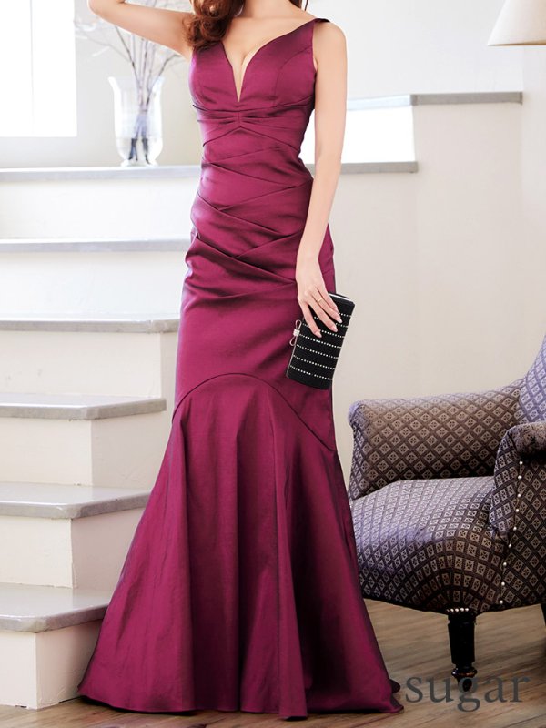 画像8: Lサイズあり【UNA VALERIE / ウナヴァレリェ】マーメイド/ Vネック バックスピンドル/ ドレープ/ ロングドレス/ キャバドレス[OF05]