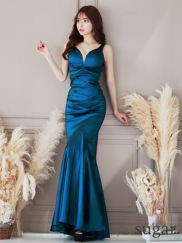 画像17: Lサイズあり【UNA VALERIE / ウナヴァレリェ】マーメイド/ Vネック バックスピンドル/ ドレープ/ ロングドレス/ キャバドレス[OF05]