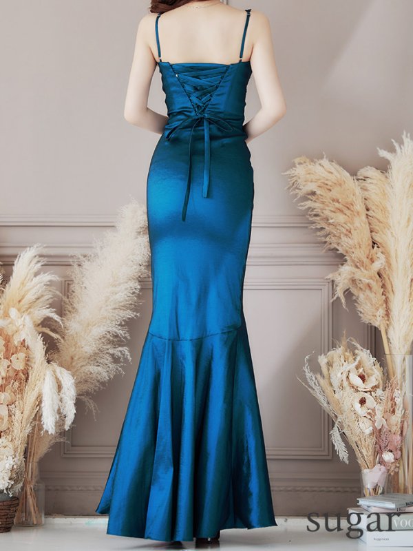 画像19: Lサイズあり【UNA VALERIE / ウナヴァレリェ】マーメイド/ Vネック バックスピンドル/ ドレープ/ ロングドレス/ キャバドレス[OF05]