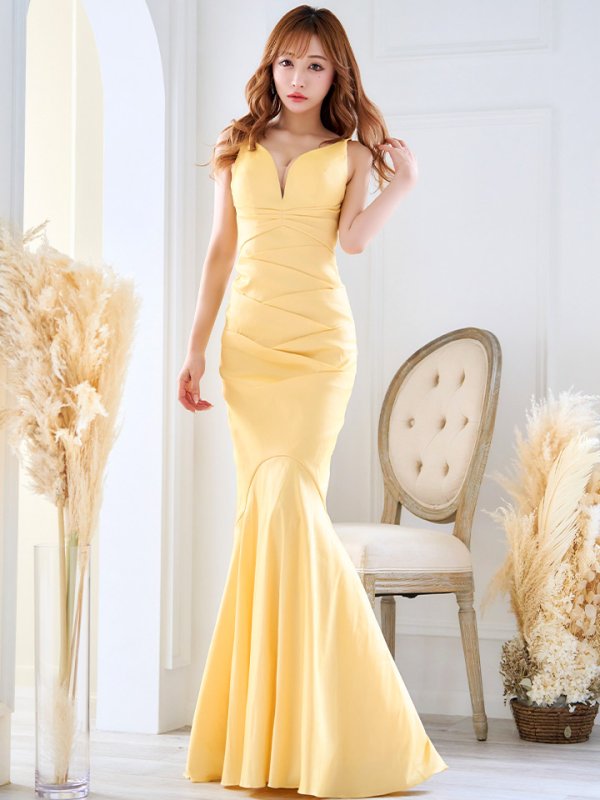 画像23: Lサイズあり【UNA VALERIE / ウナヴァレリェ】マーメイド/ Vネック バックスピンドル/ ドレープ/ ロングドレス/ キャバドレス[OF05]