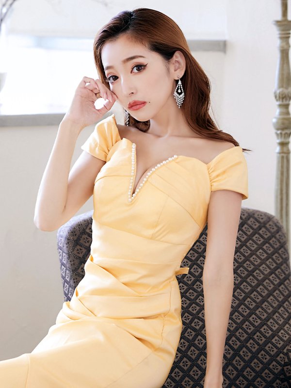 画像16: Lサイズあり【UNA VALERIE / ウナヴァレリェ】マーメイド/ Vネック/オフショル/ バックスピンドル/ ドレープ/ ロングドレス/ キャバドレス[OF05]