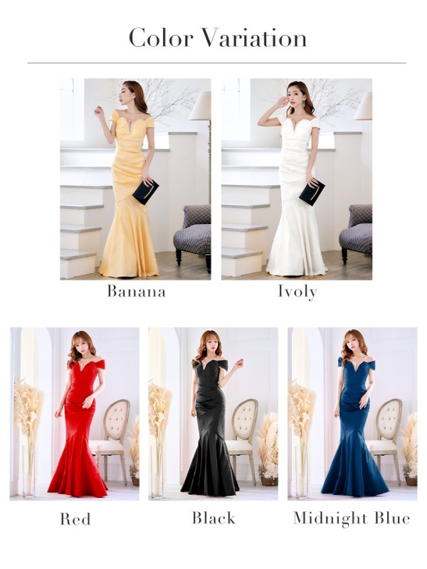 画像21: Lサイズあり【UNA VALERIE / ウナヴァレリェ】マーメイド/ Vネック/オフショル/ バックスピンドル/ ドレープ/ ロングドレス/ キャバドレス[OF05]