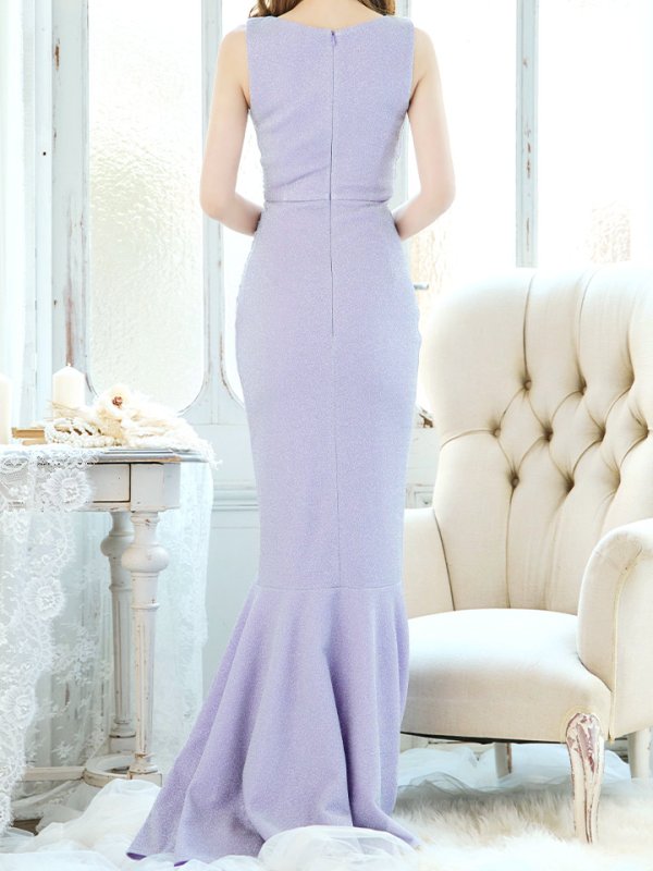 画像46: Lサイズあり【UNA VALERIE / ウナヴァレリェ】マーメイド/ Vネック/ ノースリーブ/ ドレープ/ ロングドレス/ キャバドレス[OF05]