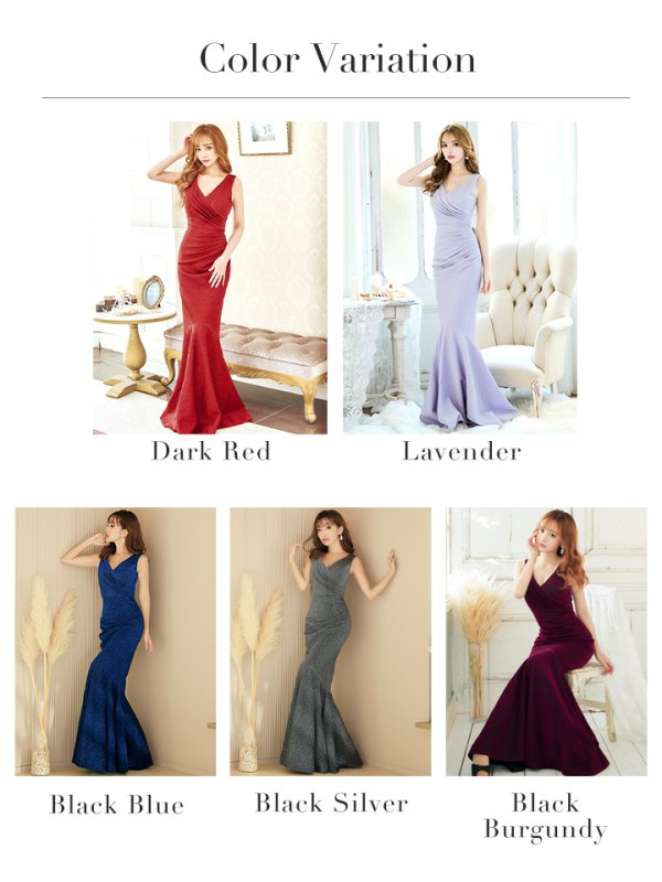 画像47: Lサイズあり【UNA VALERIE / ウナヴァレリェ】マーメイド/ Vネック/ ノースリーブ/ ドレープ/ ロングドレス/ キャバドレス[OF05]