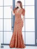 画像42: L-XLサイズあり【UNA VALERIE / ウナヴァレリェ】マーメイド/ 総レース/ Vネック/ 半袖/ 五分袖/ 袖あり/ 切り替えデザイン/ タック/ Aライン/ ロングドレス/ キャバドレス[OF05]