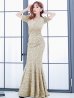 画像4: L-XLサイズあり【UNA VALERIE / ウナヴァレリェ】マーメイド/ 総レース/ Vネック/ 半袖/ 五分袖/ 袖あり/ 切り替えデザイン/ タック/ Aライン/ ロングドレス/ キャバドレス[OF05]