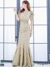 画像7: L-XLサイズあり【UNA VALERIE / ウナヴァレリェ】マーメイド/ 総レース/ Vネック/ 半袖/ 五分袖/ 袖あり/ 切り替えデザイン/ タック/ Aライン/ ロングドレス/ キャバドレス[OF05]