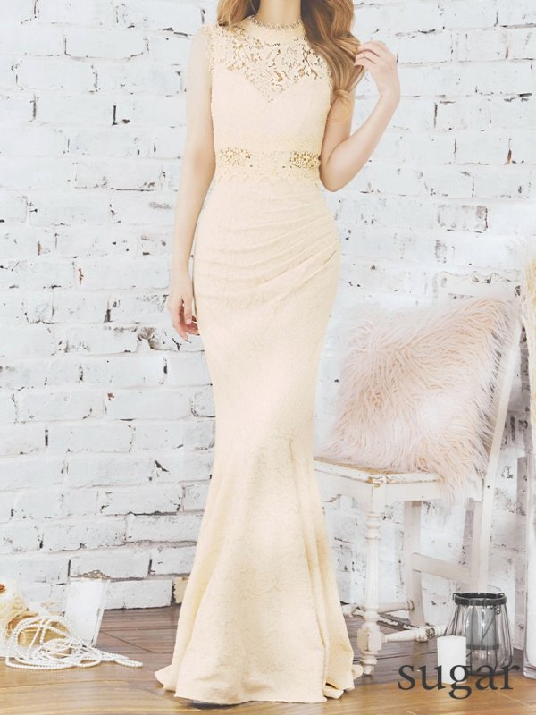 画像7: Lサイズあり【UNA VALERIE / ウナヴァレリェ】総レース/ ハイネック/ ノースリーブ/ マーメイド/ ロングドレス/ キャバドレス[OF05]