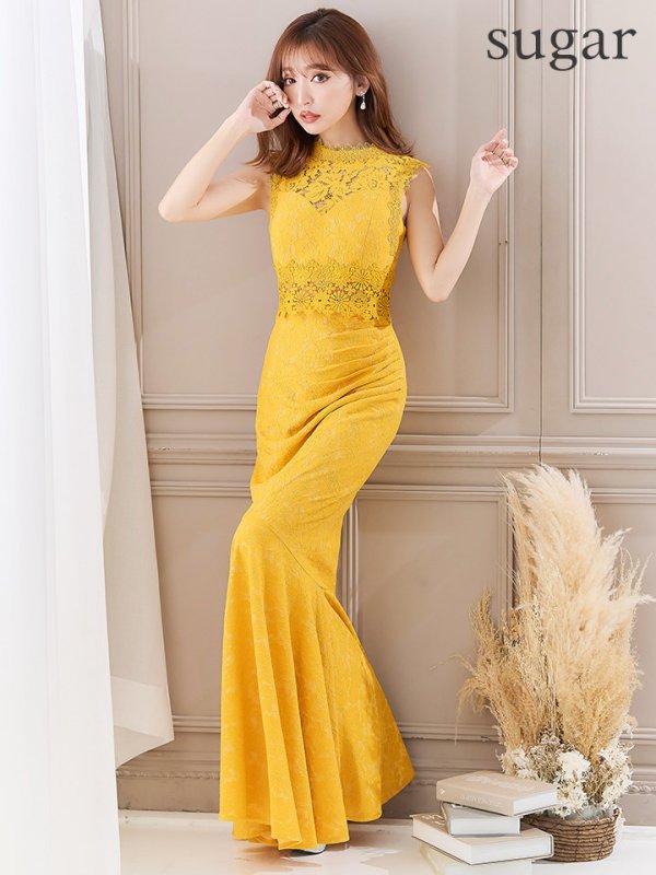 画像27: Lサイズあり【UNA VALERIE / ウナヴァレリェ】総レース/ ハイネック/ ノースリーブ/ マーメイド/ ロングドレス/ キャバドレス[OF05]