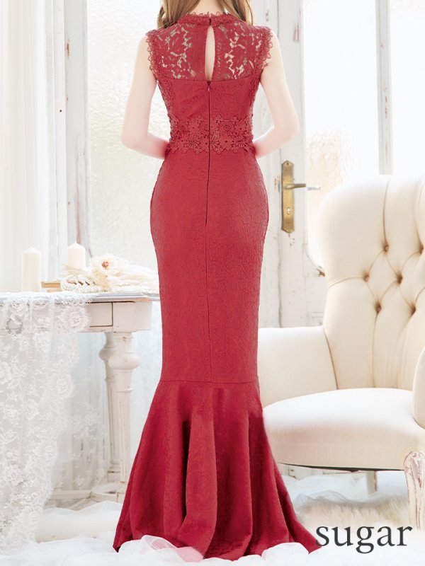 画像45: Lサイズあり【UNA VALERIE / ウナヴァレリェ】総レース/ ハイネック/ ノースリーブ/ マーメイド/ ロングドレス/ キャバドレス[OF05]