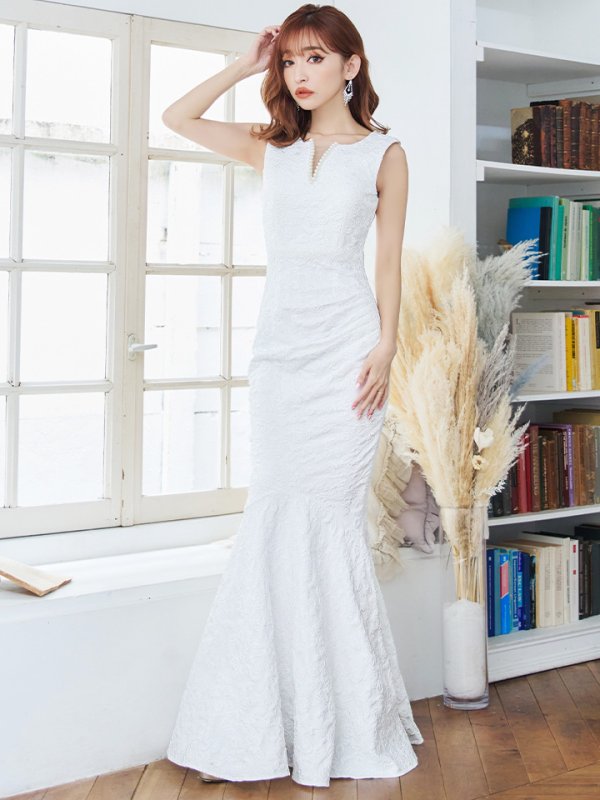 画像22: 【UNA VALERIE / ウナヴァレリェ】  フラワー/ ジャガード/ パール付き/ ノースリーブ/ マーメイド/ ロングドレス/ キャバドレス long[OF05]