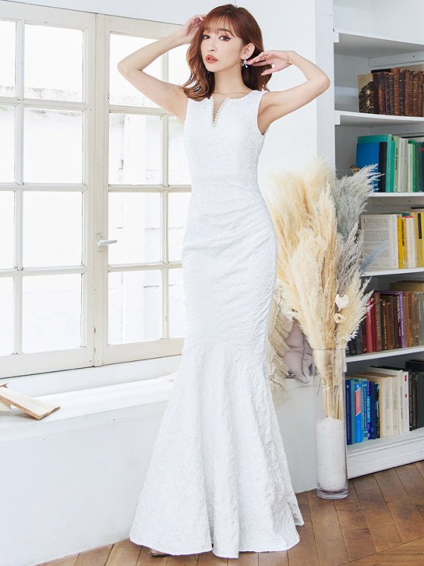 画像23: 【UNA VALERIE / ウナヴァレリェ】  フラワー/ ジャガード/ パール付き/ ノースリーブ/ マーメイド/ ロングドレス/ キャバドレス long[OF05]