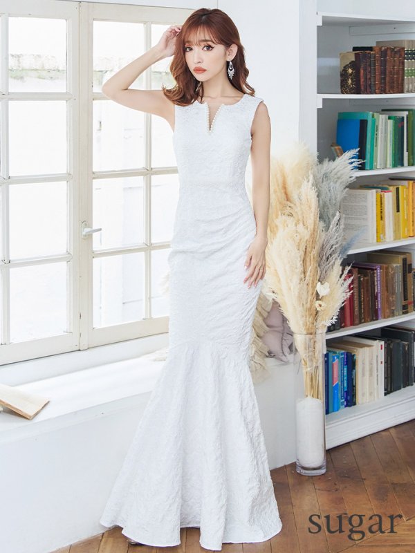 画像25: 【UNA VALERIE / ウナヴァレリェ】  フラワー/ ジャガード/ パール付き/ ノースリーブ/ マーメイド/ ロングドレス/ キャバドレス long[OF05]