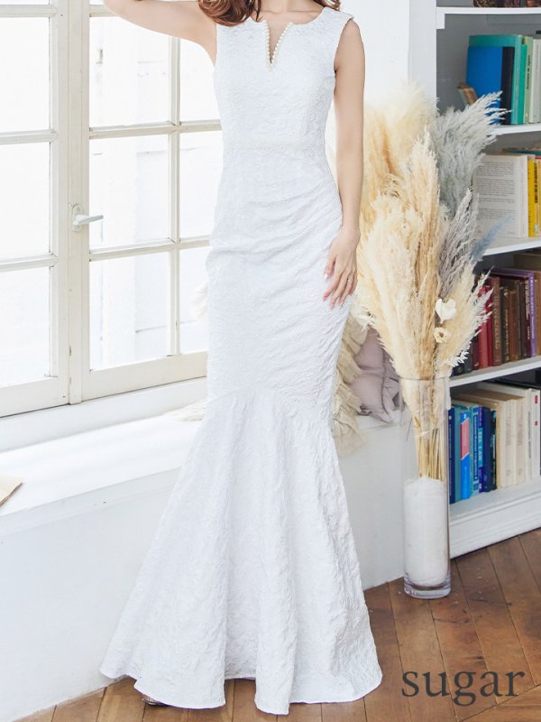 画像26: 【UNA VALERIE / ウナヴァレリェ】  フラワー/ ジャガード/ パール付き/ ノースリーブ/ マーメイド/ ロングドレス/ キャバドレス long[OF05]