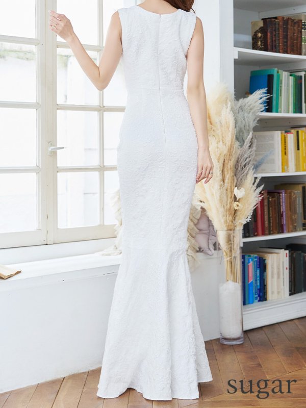 画像27: 【UNA VALERIE / ウナヴァレリェ】  フラワー/ ジャガード/ パール付き/ ノースリーブ/ マーメイド/ ロングドレス/ キャバドレス long[OF05]