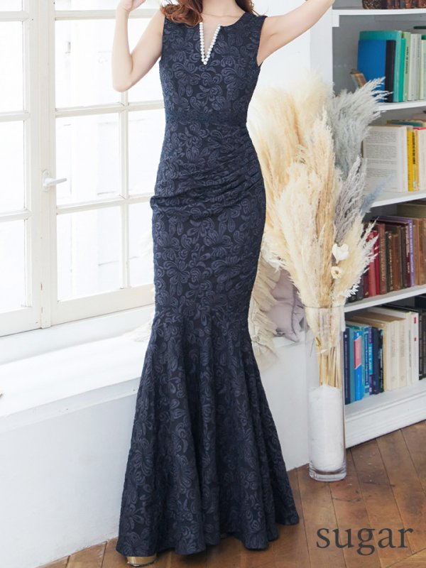 画像35: 【UNA VALERIE / ウナヴァレリェ】  フラワー/ ジャガード/ パール付き/ ノースリーブ/ マーメイド/ ロングドレス/ キャバドレス long[OF05]