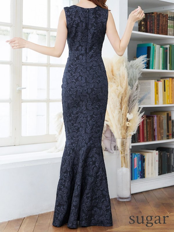 画像36: 【UNA VALERIE / ウナヴァレリェ】  フラワー/ ジャガード/ パール付き/ ノースリーブ/ マーメイド/ ロングドレス/ キャバドレス long[OF05]