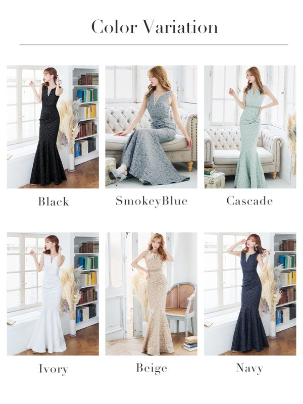 画像43: 【UNA VALERIE / ウナヴァレリェ】  フラワー/ ジャガード/ パール付き/ ノースリーブ/ マーメイド/ ロングドレス/ キャバドレス long[OF05]