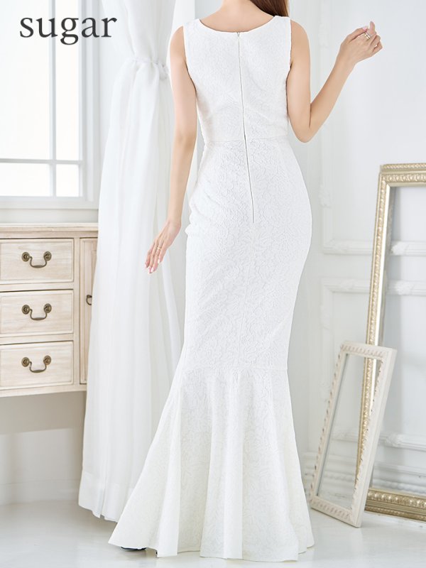 画像27: Lサイズあり【UNA VALERIE / ウナヴァレリェ】マーメイド/ 総レース/ Vネック/ ノースリーブ/ タック/ ロングドレス/ キャバドレス[OF05]