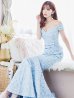 ブルー モデル：杉山佳那恵　身長：158cm:8号(Sサイズ)