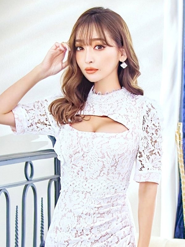 画像15: Lサイズあり【UNA VALERIE / ウナヴァレリェ】  総レース/ バストカットアウト/ 袖あり/ 半袖/ マーメイド/ ロングドレス/ キャバドレス long[OF05]