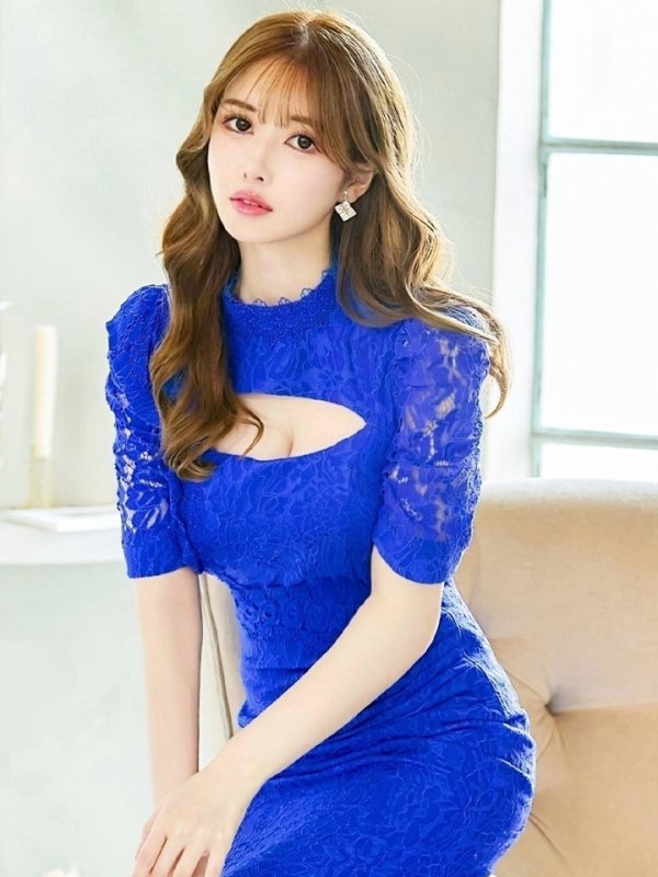 画像23: Lサイズあり【UNA VALERIE / ウナヴァレリェ】  総レース/ バストカットアウト/ 袖あり/ 半袖/ マーメイド/ ロングドレス/ キャバドレス long[OF05]