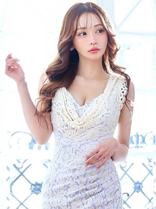 画像17: 【UNA VALERIE / ウナヴァレリェ】 フラワーレース / ドレープ/ ウエストタック/ ノースリーブ/ マーメイド/ ロングドレス/ キャバドレス long[OF05]