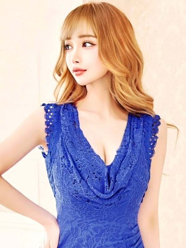 画像24: 【UNA VALERIE / ウナヴァレリェ】 フラワーレース / ドレープ/ ウエストタック/ ノースリーブ/ マーメイド/ ロングドレス/ キャバドレス long[OF05]