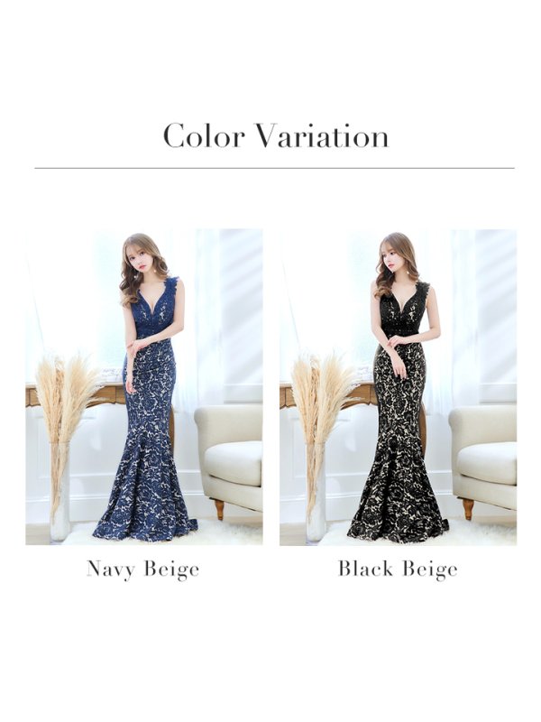 画像47: Lサイズあり【UNA VALERIE / ウナヴァレリェ】 フラワーレース/ ノースリーブ/ サイドタック/ マーメイド/ ロングドレス/ キャバドレス long[OF05]