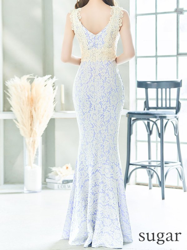 画像8: Lサイズあり【UNA VALERIE / ウナヴァレリェ】 フラワーレース/ ノースリーブ/ サイドタック/ マーメイド/ ロングドレス/ キャバドレス long[OF05]