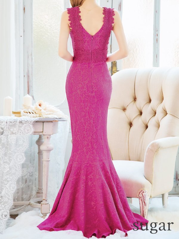 画像15: Lサイズあり【UNA VALERIE / ウナヴァレリェ】 フラワーレース/ ノースリーブ/ サイドタック/ マーメイド/ ロングドレス/ キャバドレス long[OF05]