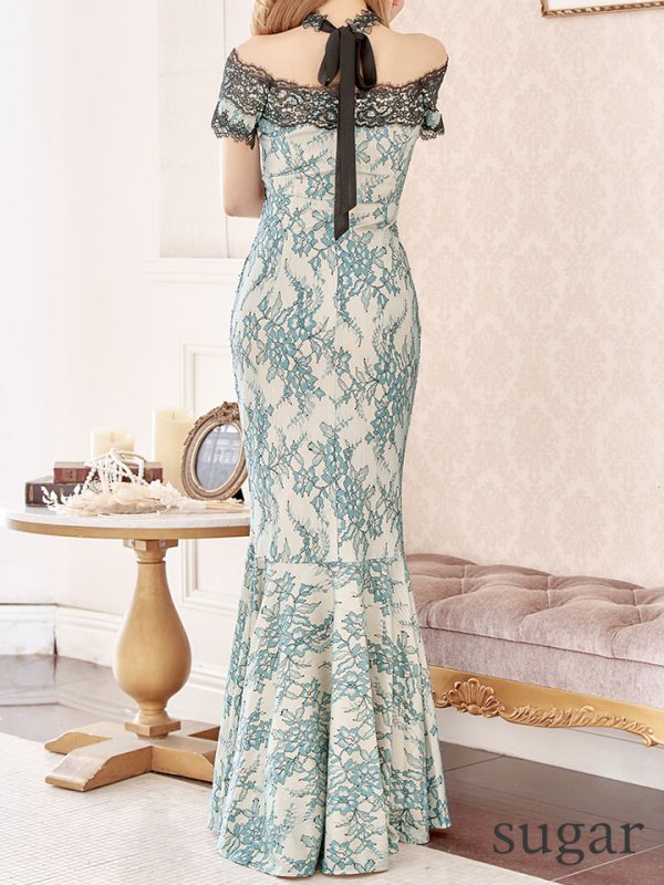 画像18: 【UNA VALERIE / ウナヴァレリェ】 マーメイド/ レース/ フラワー/ ウエストタック/ オフショルダー/ ロングドレス/ キャバドレス long[OF05]