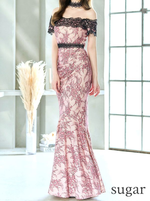 画像26: 【UNA VALERIE / ウナヴァレリェ】 マーメイド/ レース/ フラワー/ ウエストタック/ オフショルダー/ ロングドレス/ キャバドレス long[OF05]