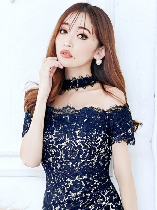 画像13: Lサイズあり【UNA VALERIE / ウナヴァレリェ】マーメイド/ 総レース/ オフショル/ チョーカー/ ロングドレス/ キャバドレス[OF05]