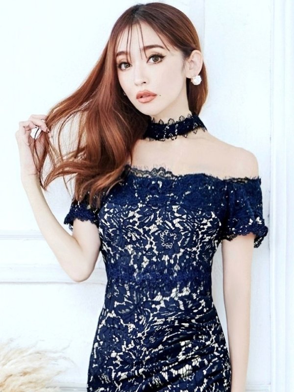 画像14: Lサイズあり【UNA VALERIE / ウナヴァレリェ】マーメイド/ 総レース/ オフショル/ チョーカー/ ロングドレス/ キャバドレス[OF05]