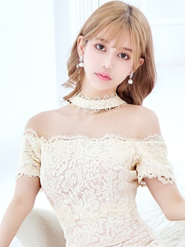 画像6: Lサイズあり【UNA VALERIE / ウナヴァレリェ】マーメイド/ 総レース/ オフショル/ チョーカー/ ロングドレス/ キャバドレス[OF05]