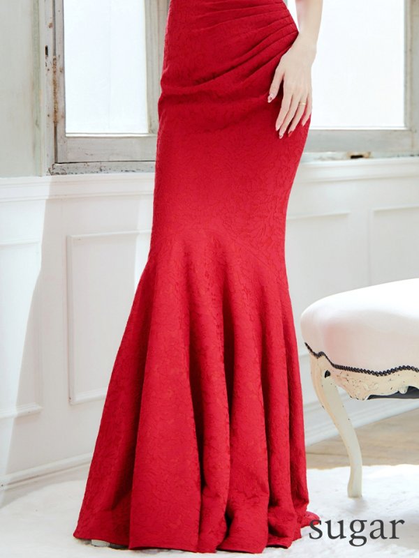 画像32: Lサイズあり【UNA VALERIE / ウナヴァレリェ】 フラワーレース/ オフショル/ タック/ マーメイド/ ロングドレス/ キャバドレス long[OF05]