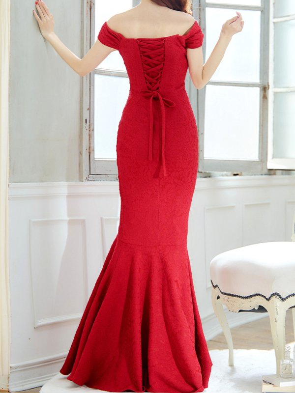 画像30: Lサイズあり【UNA VALERIE / ウナヴァレリェ】 フラワーレース/ オフショル/ タック/ マーメイド/ ロングドレス/ キャバドレス long[OF05]