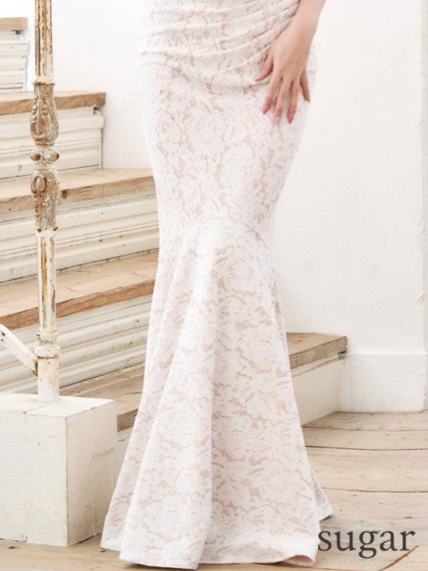 画像11: Lサイズあり【UNA VALERIE / ウナヴァレリェ】 フラワーレース/ オフショル/ タック/ マーメイド/ ロングドレス/ キャバドレス long[OF05]