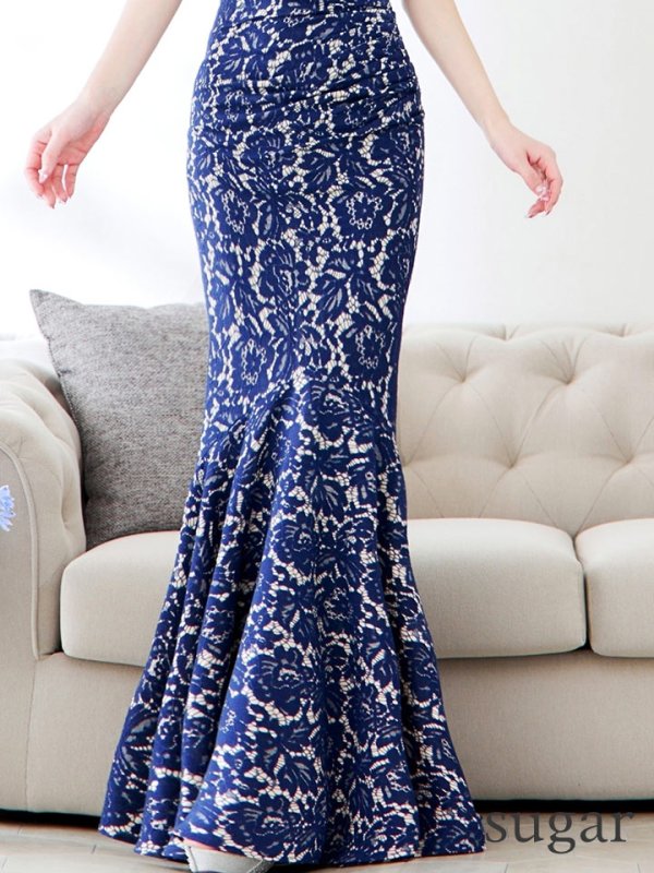 画像21: Lサイズあり【UNA VALERIE / ウナヴァレリェ】 フラワーレース/ オフショル/ タック/ マーメイド/ ロングドレス/ キャバドレス long[OF05]