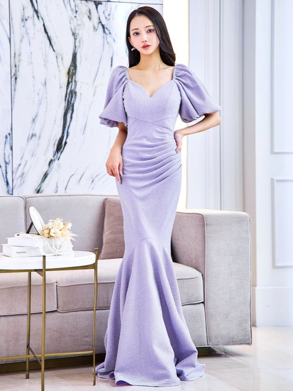 画像16: Lサイズあり【UNA VALERIE / ウナヴァレリェ】 ラメ/ オフショルダー/ スリット/ マーメイド/ ロングドレス long[OF05]