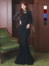 【UNA VALERIE / ウナヴァレリェ】総レース/ ハイネック/ マーメイド/ ロングスリーブ/ 袖あり/ オケージョンドレス/ ロングドレス/ キャバドレス[OF05]