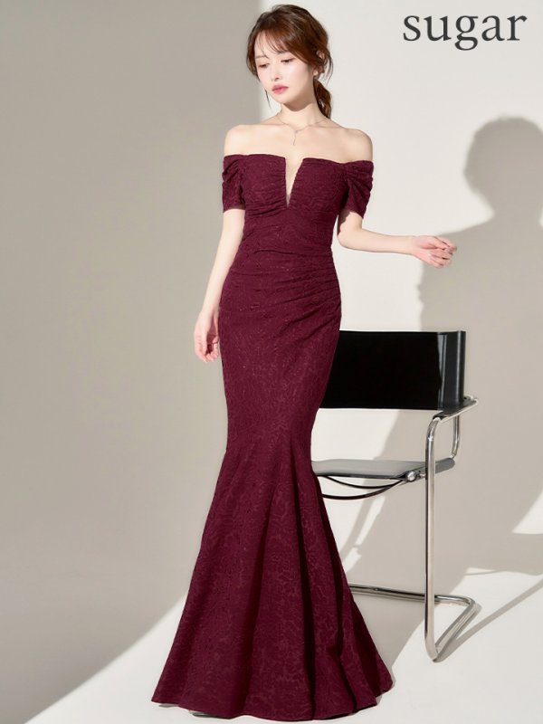 バーガンディー　モデル：ゆめ　身長：160cm　着用サイズ：8号(Sサイズ)