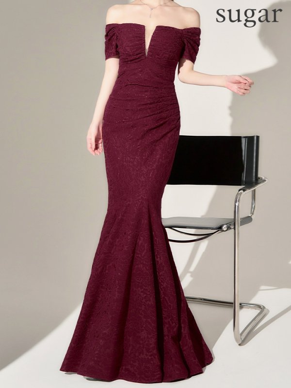 バーガンディー　モデル：ゆめ　身長：160cm　着用サイズ：8号(Sサイズ)